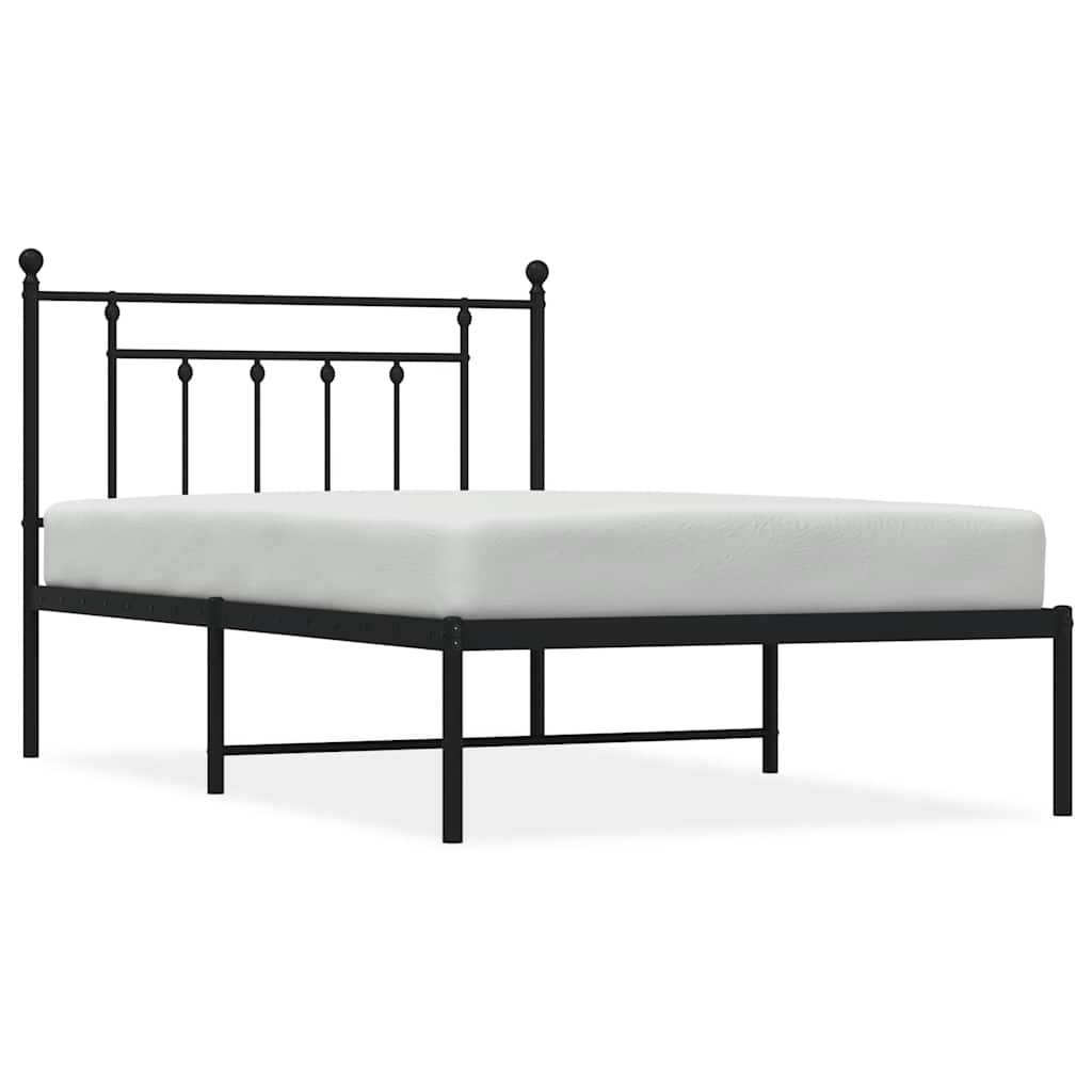 Bed Frame Black Steel Twin Bed Frame Rectangular Industrial