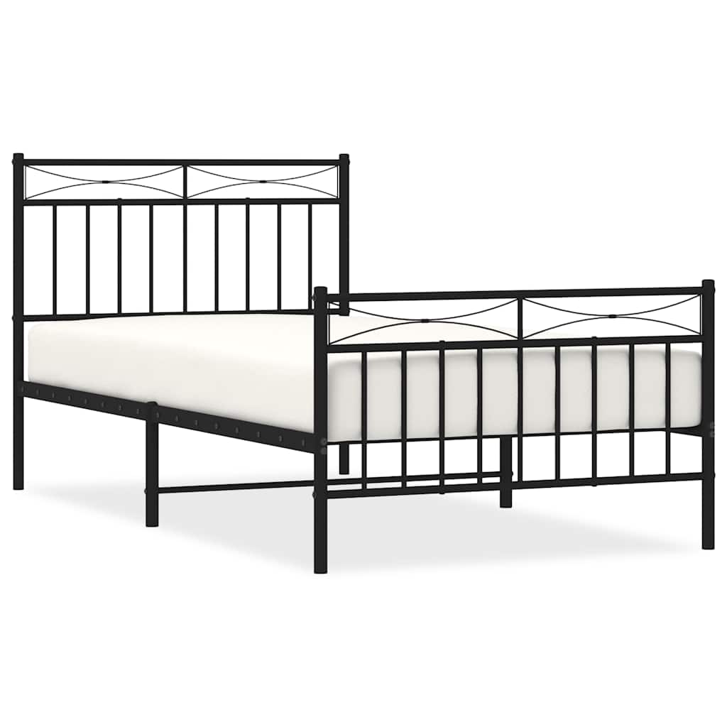 Bed Frame Black Steel Twin Bed Frame Rectangular Modern