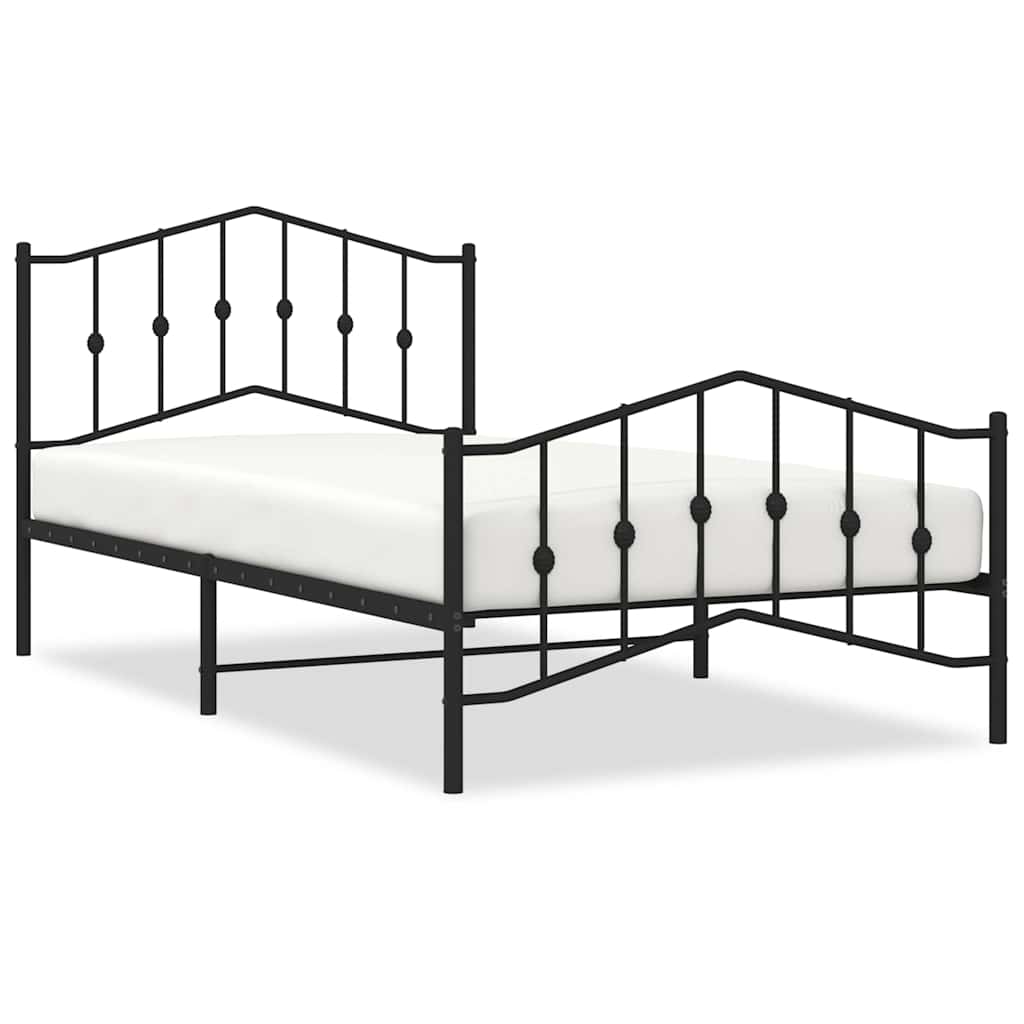 Bed Frame Black Steel Twin Bed Frame Rectangular Modern