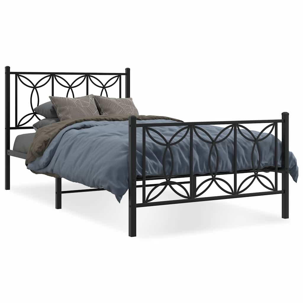 Bed Frame Black Steel Twin Bed Frame Rectangular Modern
