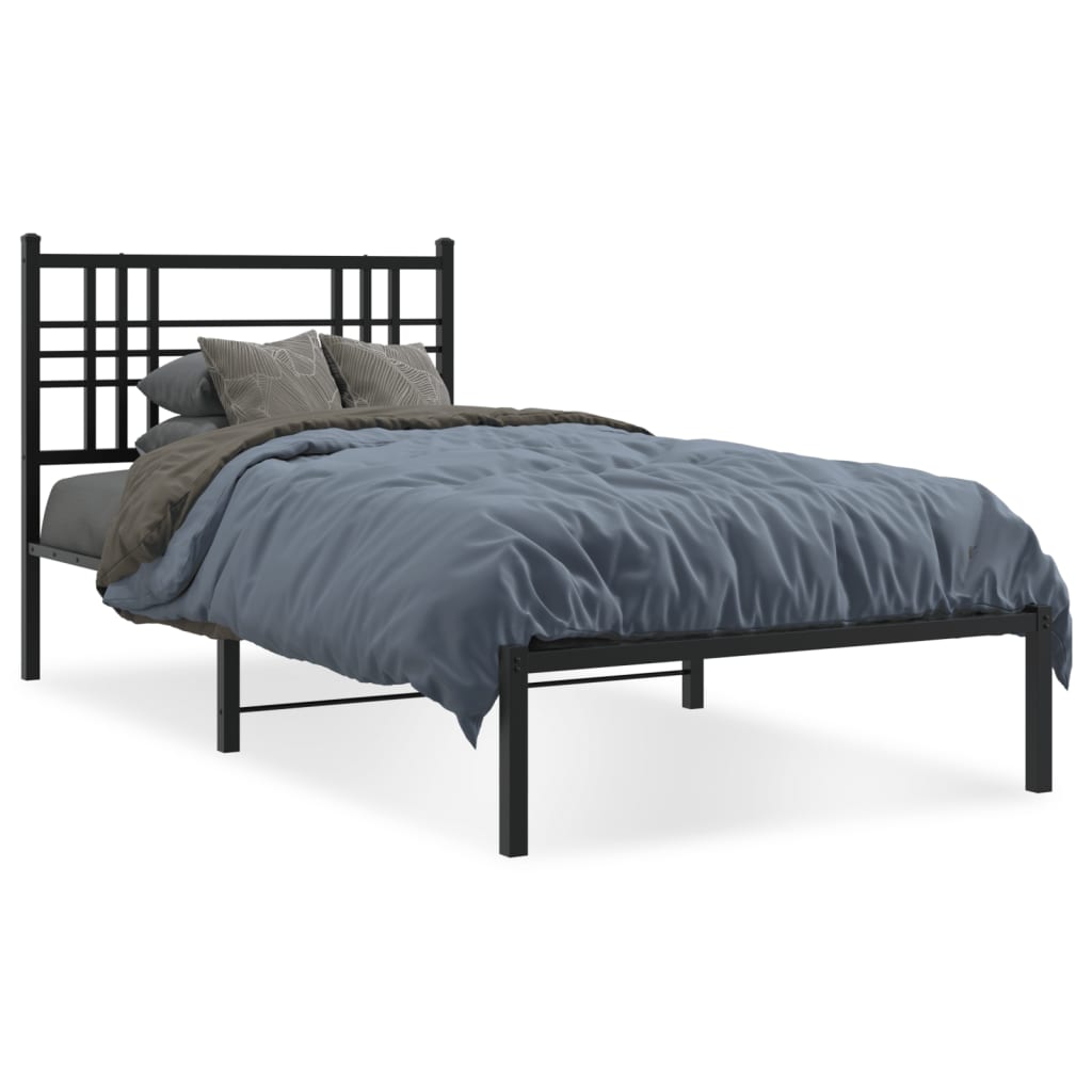Bed Frame Black Steel Twin Bed Frame Rectangular Modern