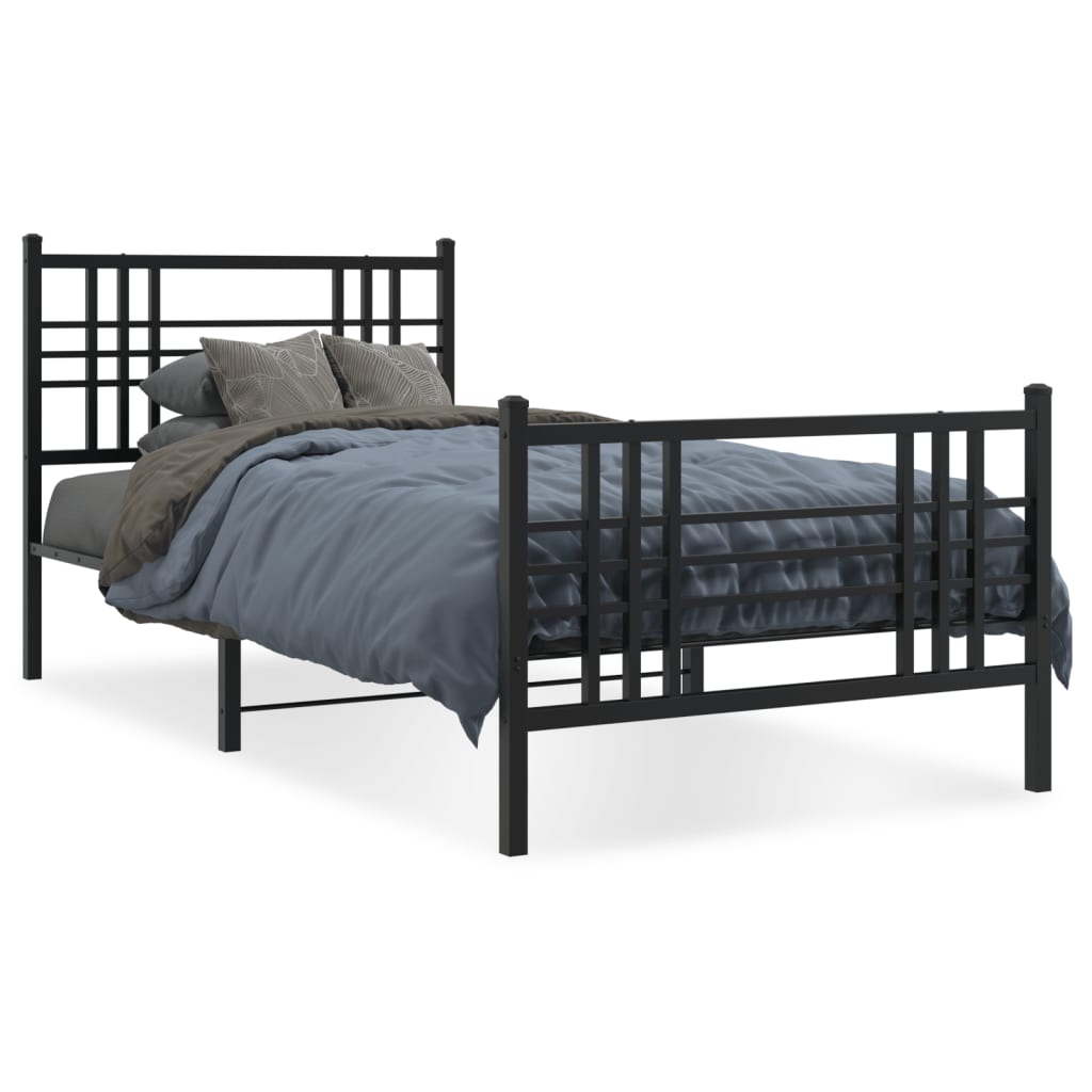 Bed Frame Black Steel Twin Bed Frame Rectangular Traditional