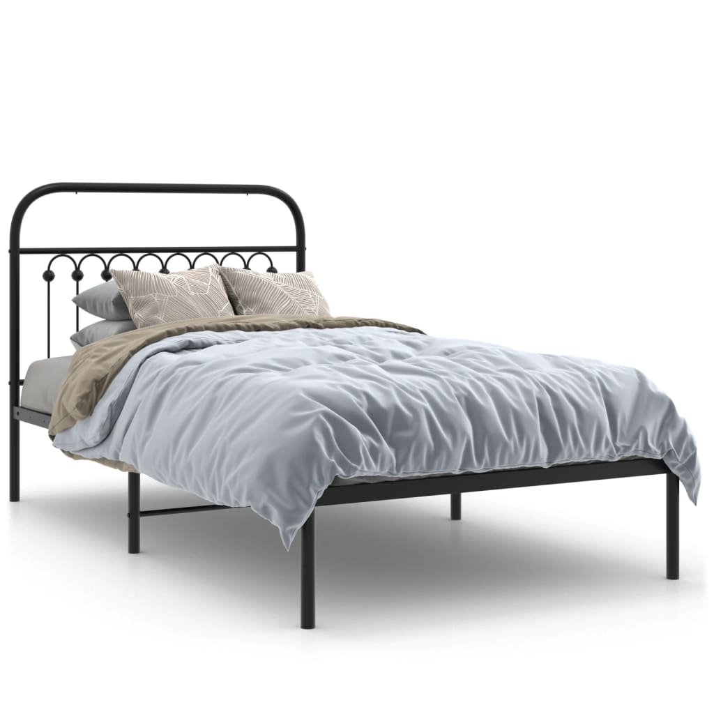 Bed Frame Black Steel Twin Bed Frame Rectangular Traditional