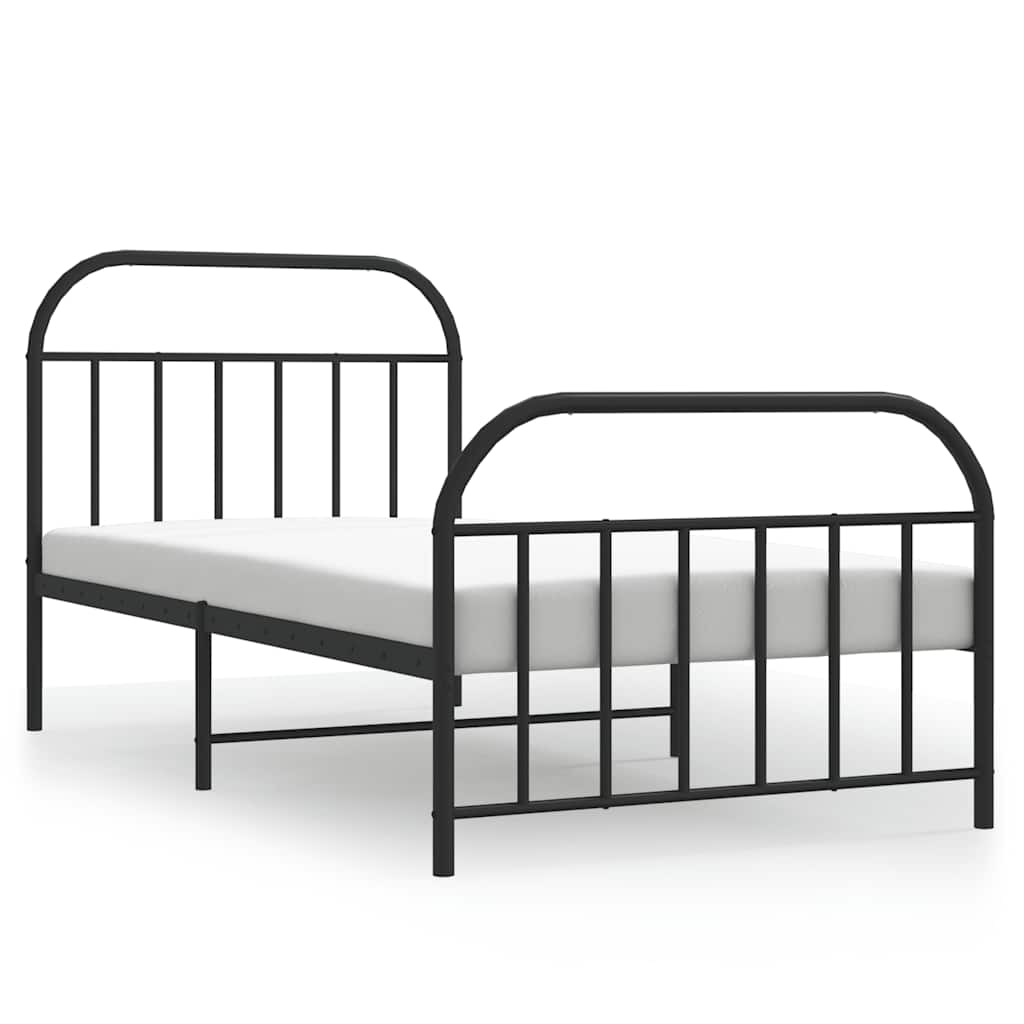 Bed Frame Black Steel Twin Bed Frame Rectangular Traditional