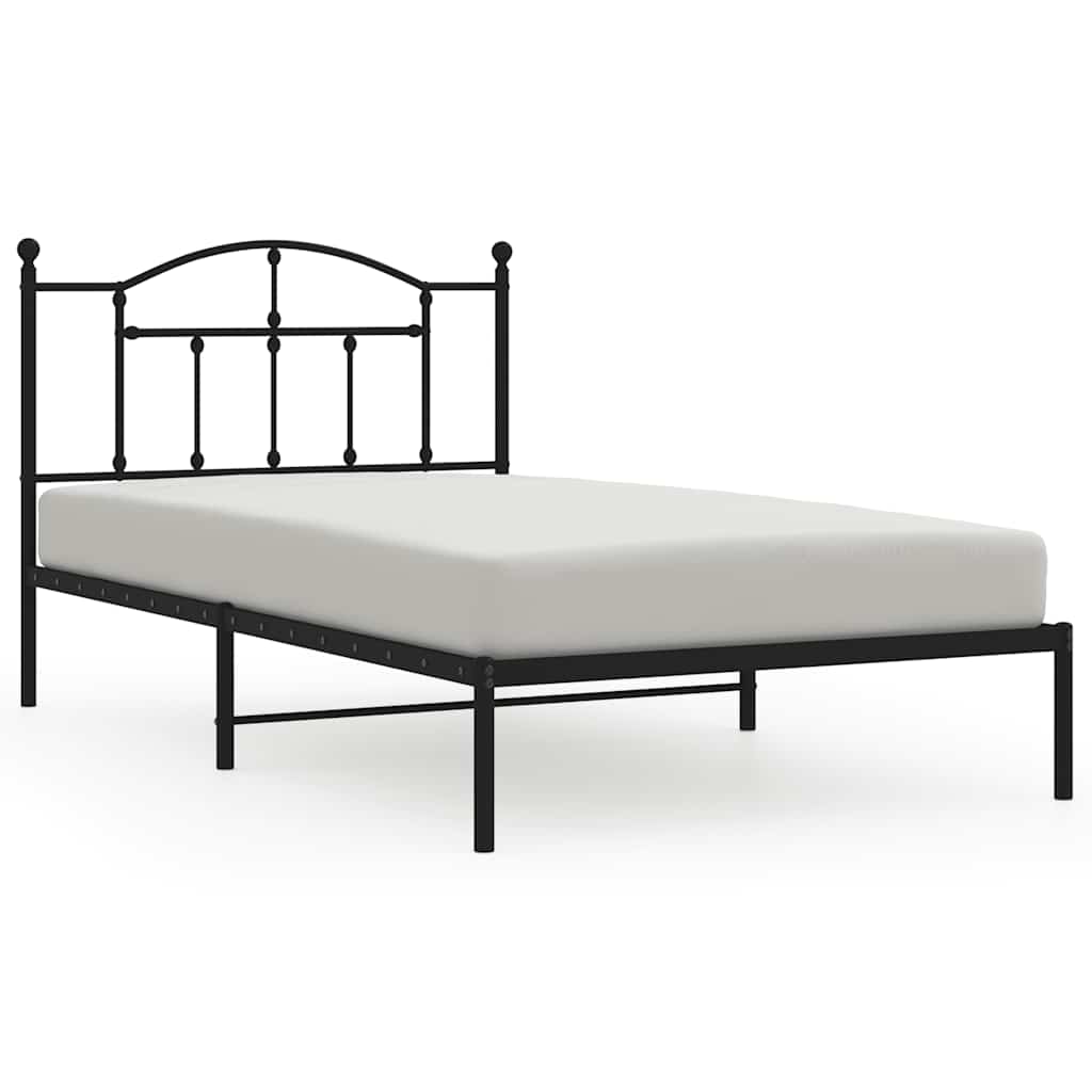 Bed Frame Black Steel Twin Rectangular Modern Durable