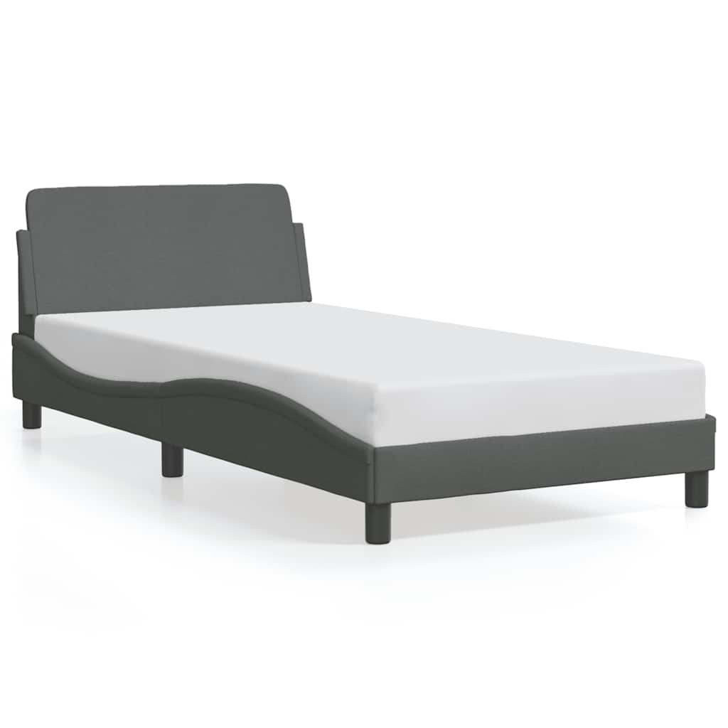 Bed Frame Dark Gray 100% Polyester, Metal, Plywood, Engineered Wood