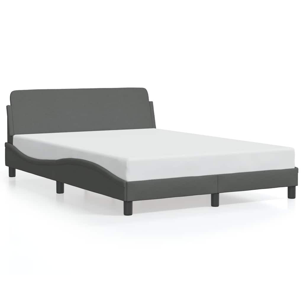 Bed Frame Dark Gray 100% Polyester, Metal, Solid Pine Wood, Plywood