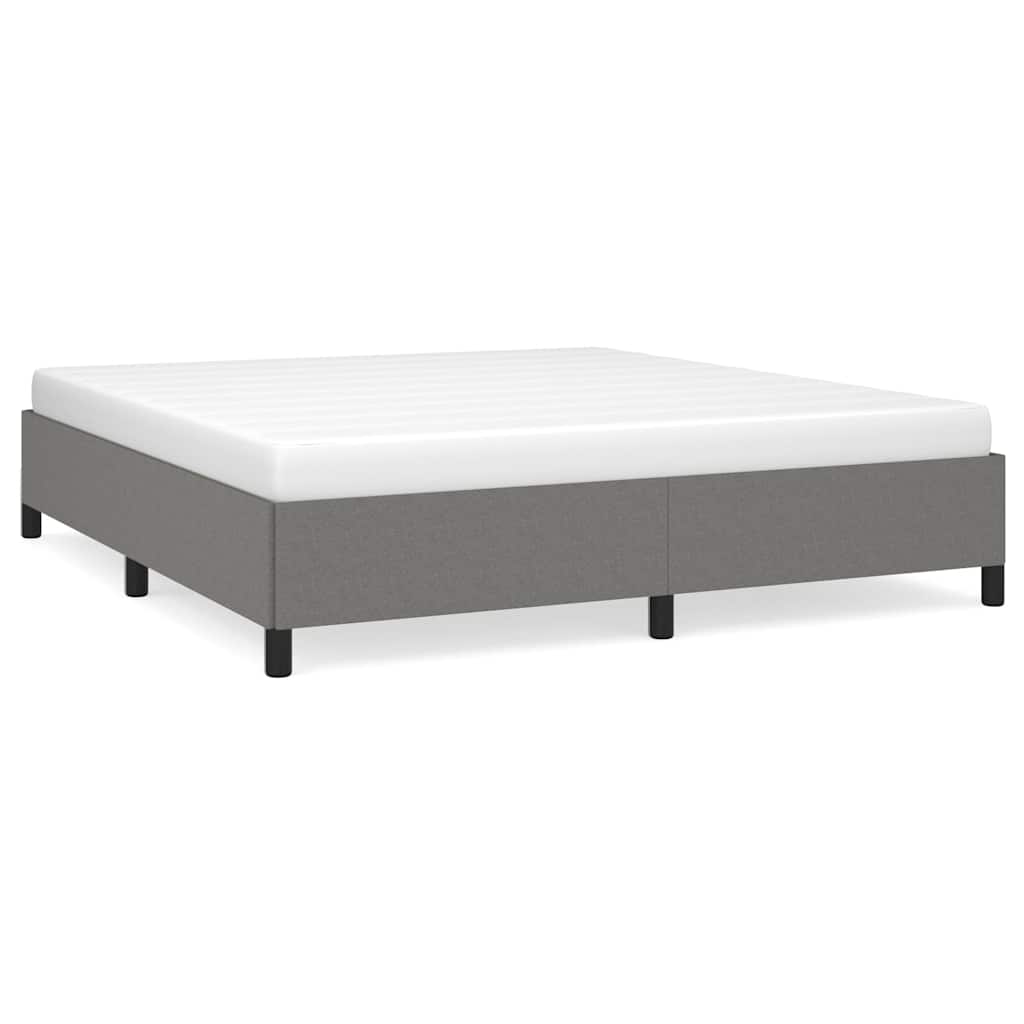 Bed Frame Dark Gray Polyester Fabric, Plywood, Engineered Wood King