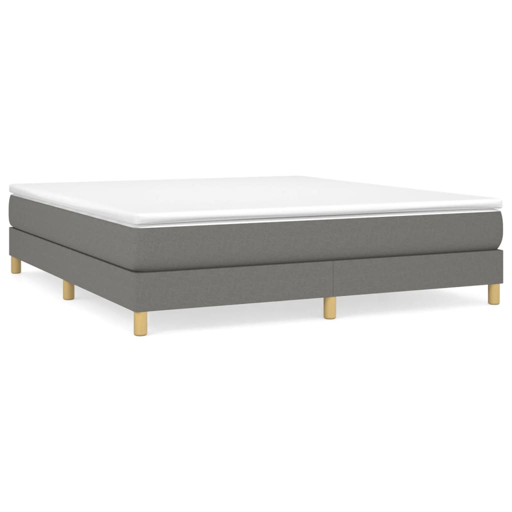 Bed Frame Dark Gray Polyester, Plywood, Engineered Wood King