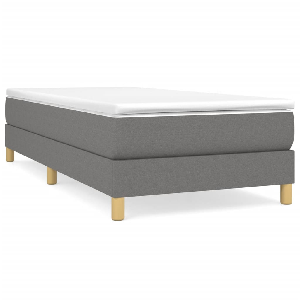 Bed Frame Dark Gray Polyester, Plywood, Engineered Wood Twin