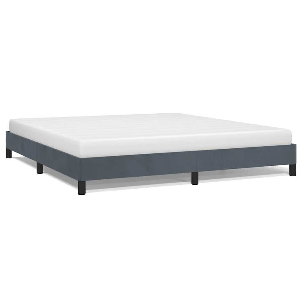 Bed Frame Dark Gray Velvet (100% polyester), plywood, engineered wood