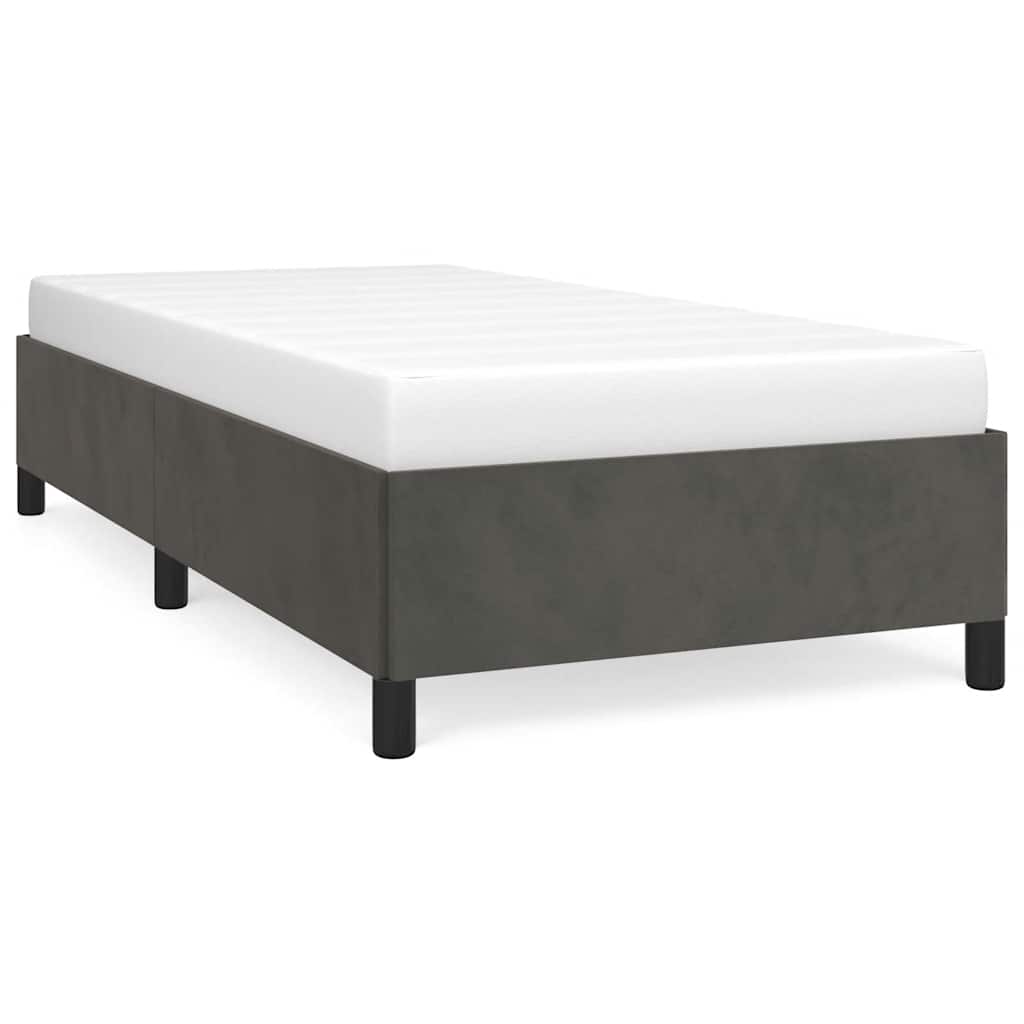 Bed Frame Dark gray Velvet (100% polyester), plywood, engineered wood
