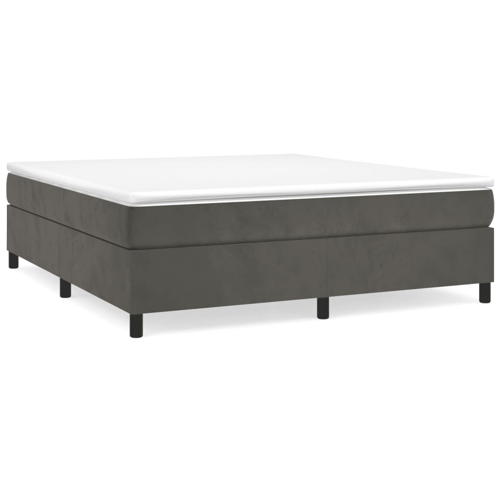 Bed Frame Dark Gray Velvet, plywood, engineered wood
