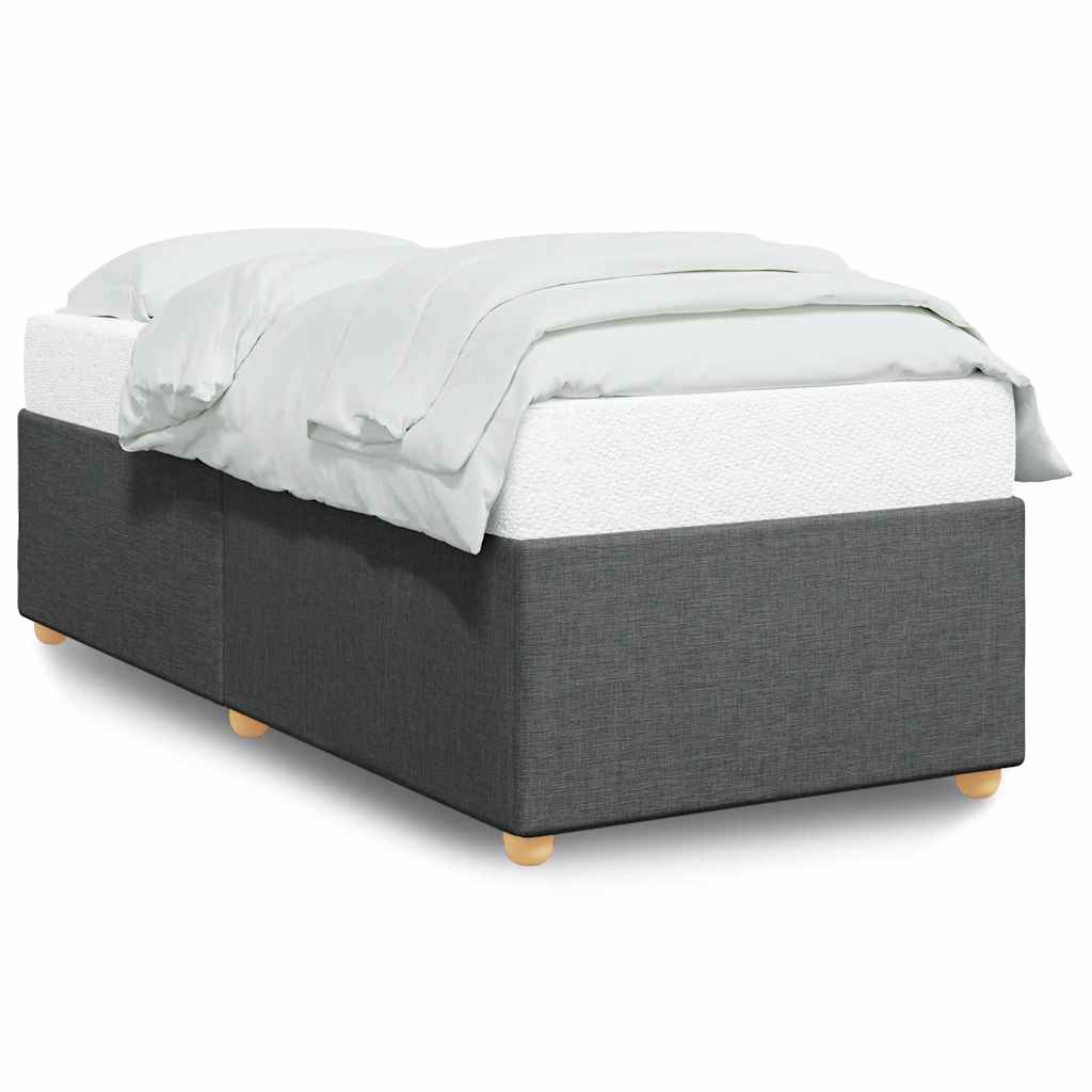 Bed Frame Dark Grey 100% Polyester, Plywood, Engineered Wood