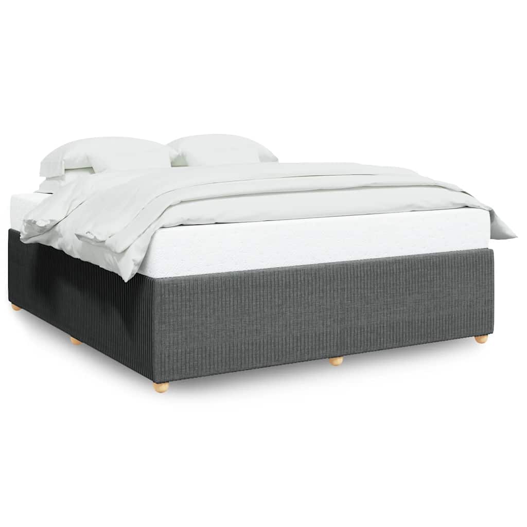 Bed Frame Dark Grey Polyester King Bed Frame Rectangular