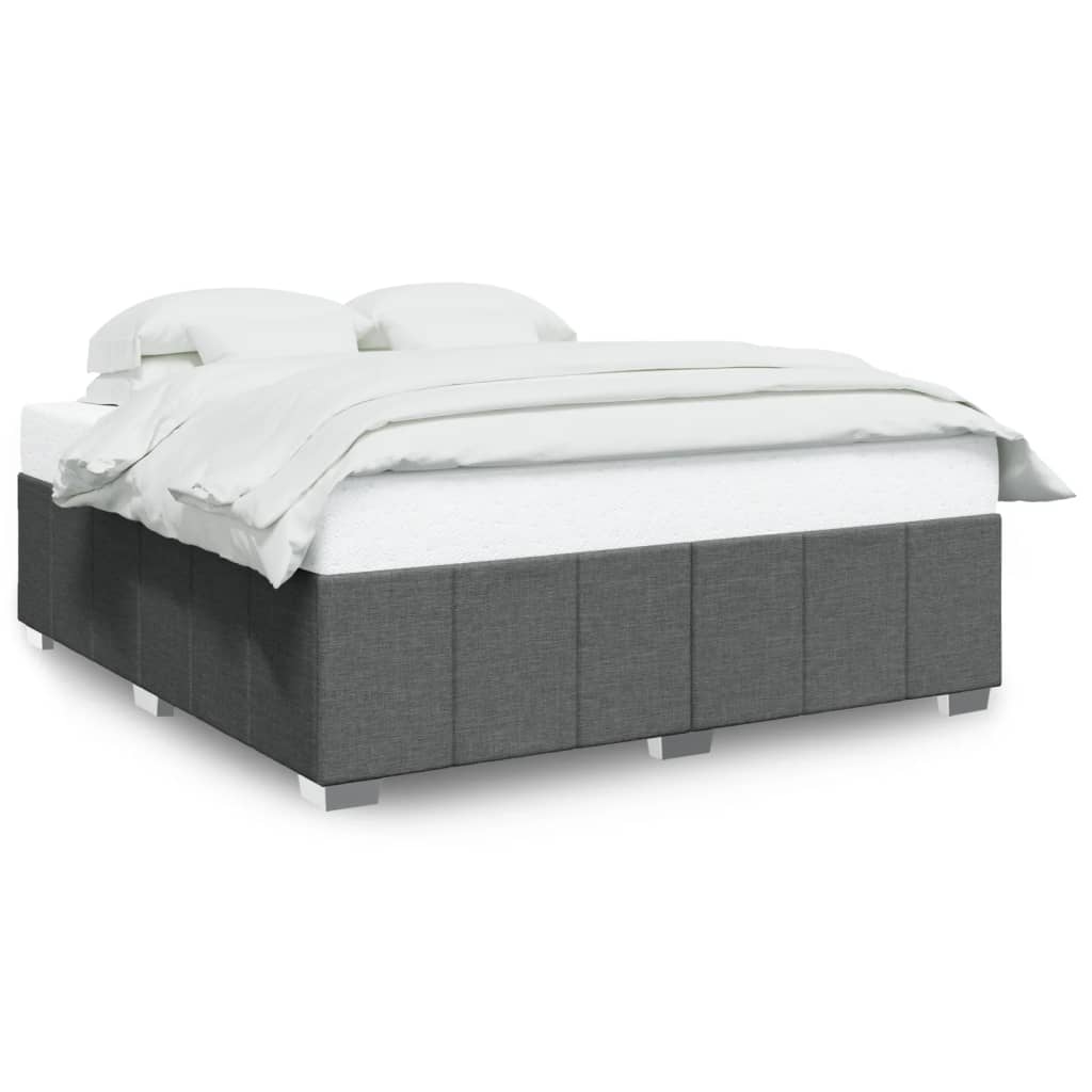 Bed Frame Dark grey Polyester, plywood, engineered wood, solid pine