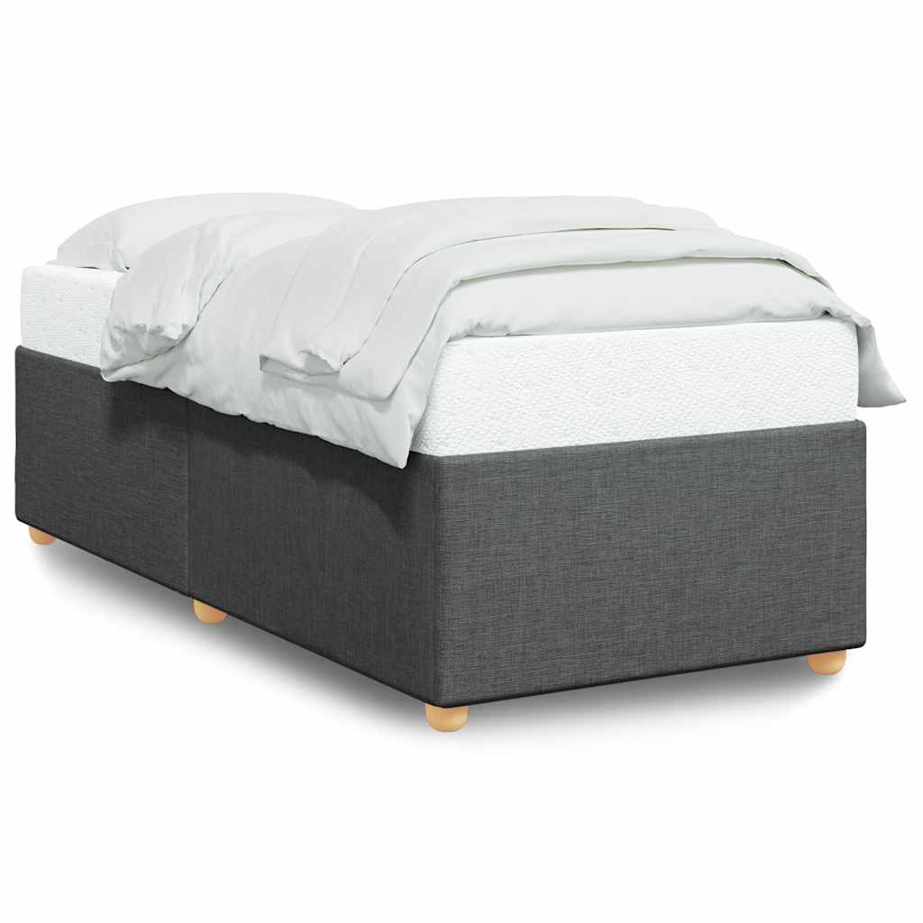 Bed Frame Dark Grey Polyester, Plywood, Engineered Wood Twin