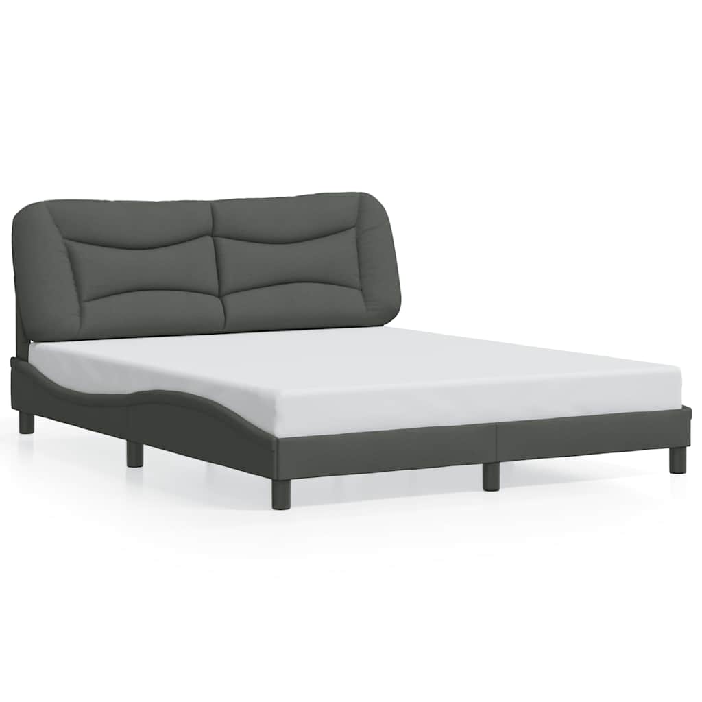 Bed Frame Dark Grey Polyester Queen Decorative Inlays Bed Frame