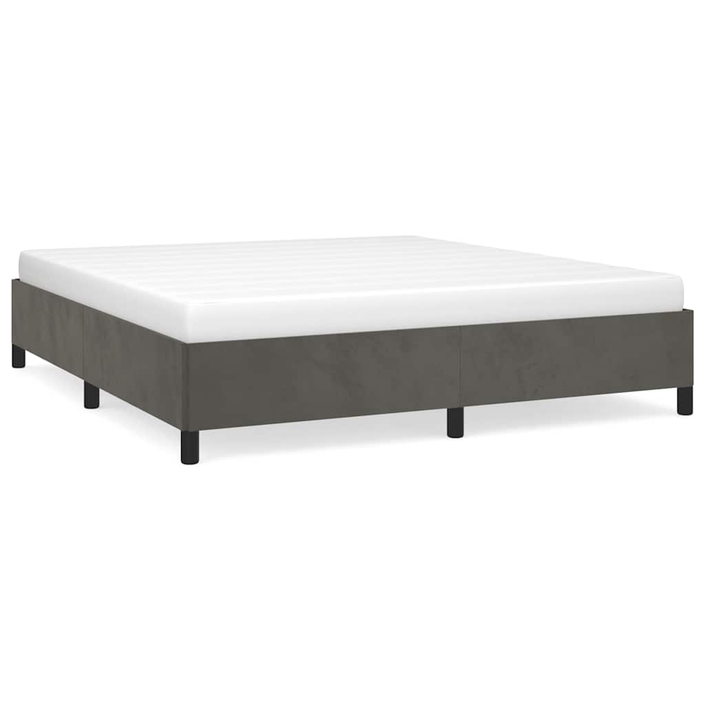 Bed Frame Dark grey Velvet (100% polyester), plywood, engineered wood