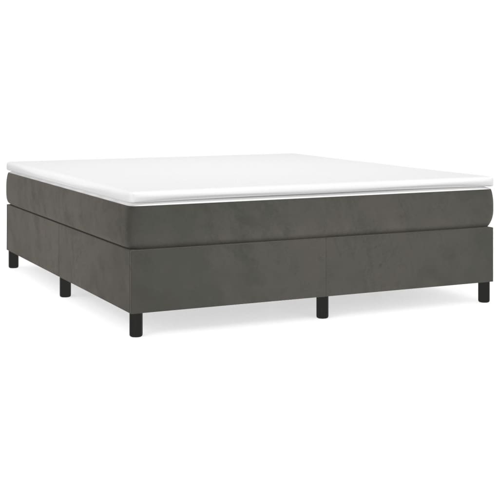 Bed Frame Dark Grey Velvet (100% polyester), plywood, engineered wood