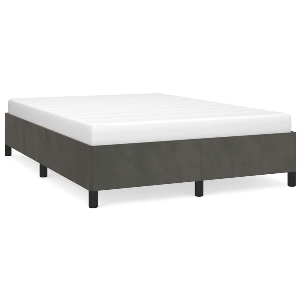 Bed Frame Dark Grey Velvet, Plywood, Engineered wood Full Storage