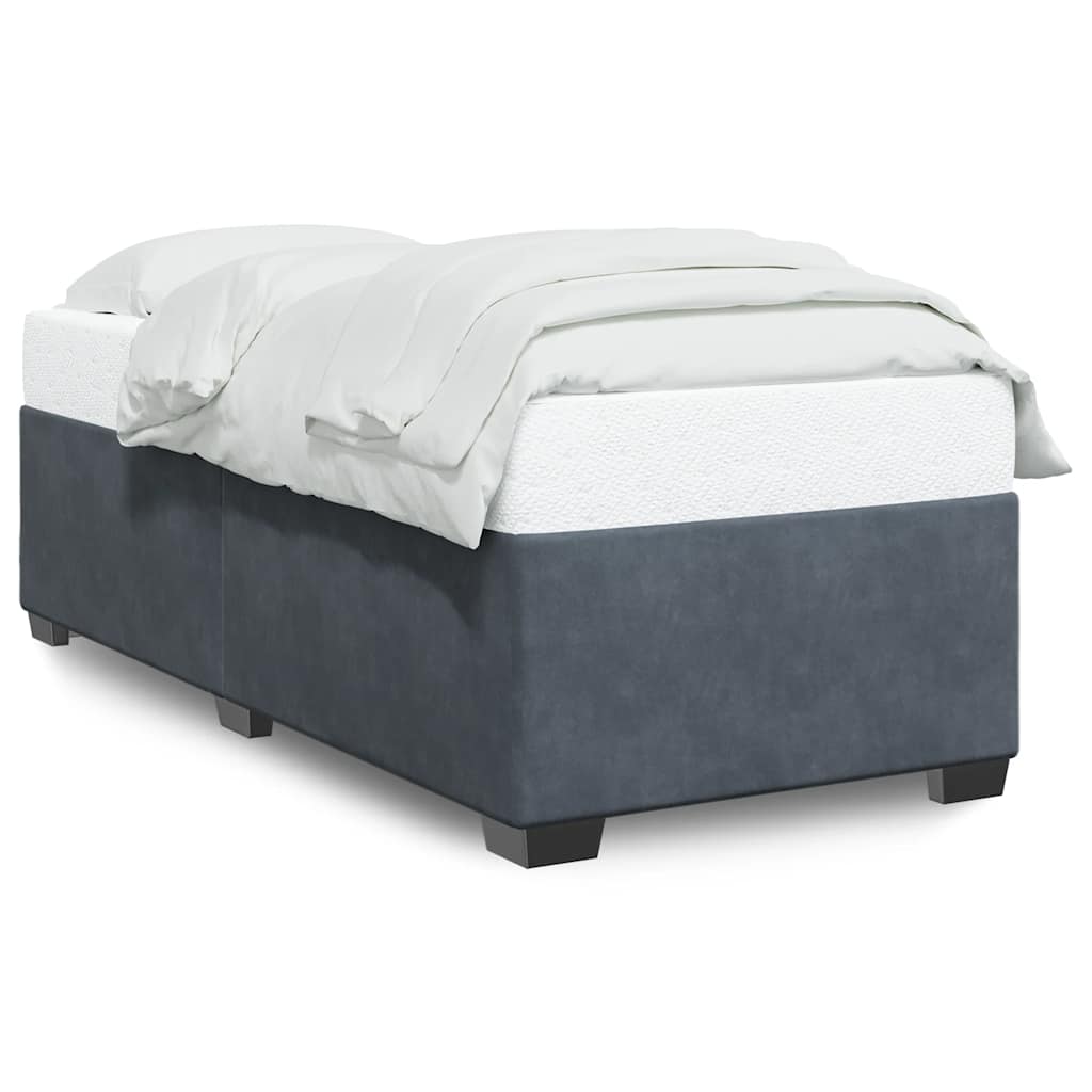 Bed Frame Dark Grey Velvet, Plywood, Engineered Wood Twin XL
