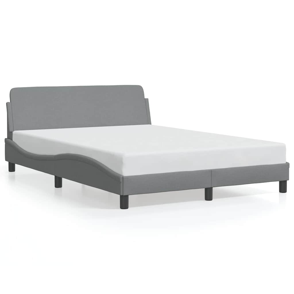 Bed Frame Light Gray 100% Polyester, Metal, Solid Pine Wood, Plywood