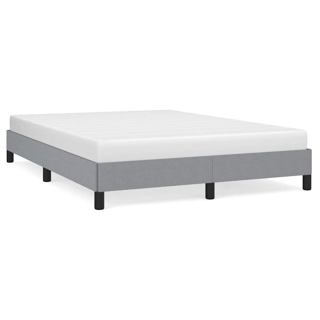 Bed Frame Light Gray Polyester, Plywood, Engineered Wood Full