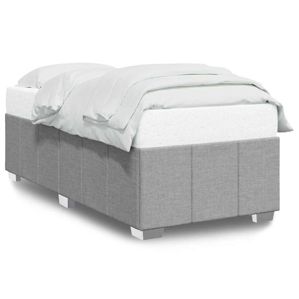Bed Frame Light Gray Polyester, Plywood, Engineered Wood Twin