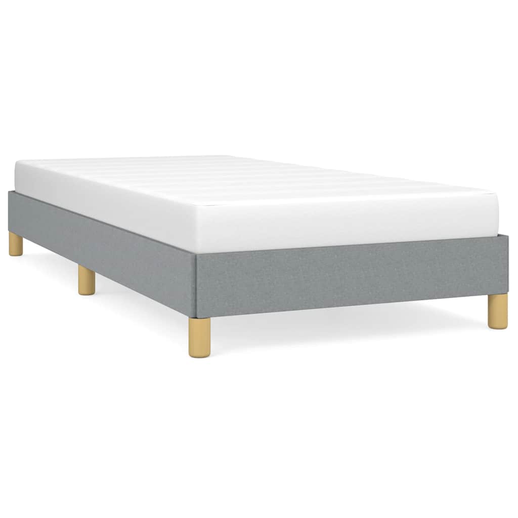 Bed Frame Light Gray Polyester, Plywood, Engineered Wood Twin