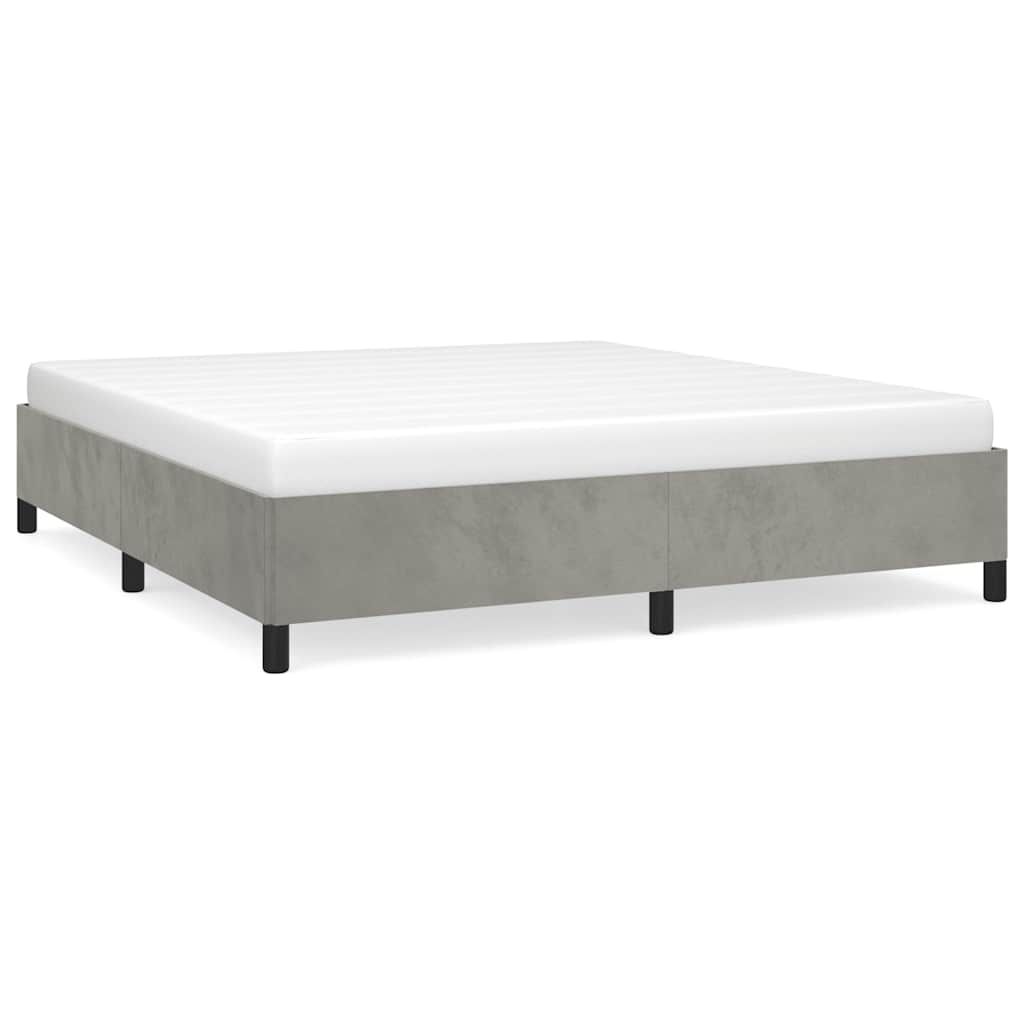Bed Frame Light Gray Velvet, Plywood, Engineered Wood