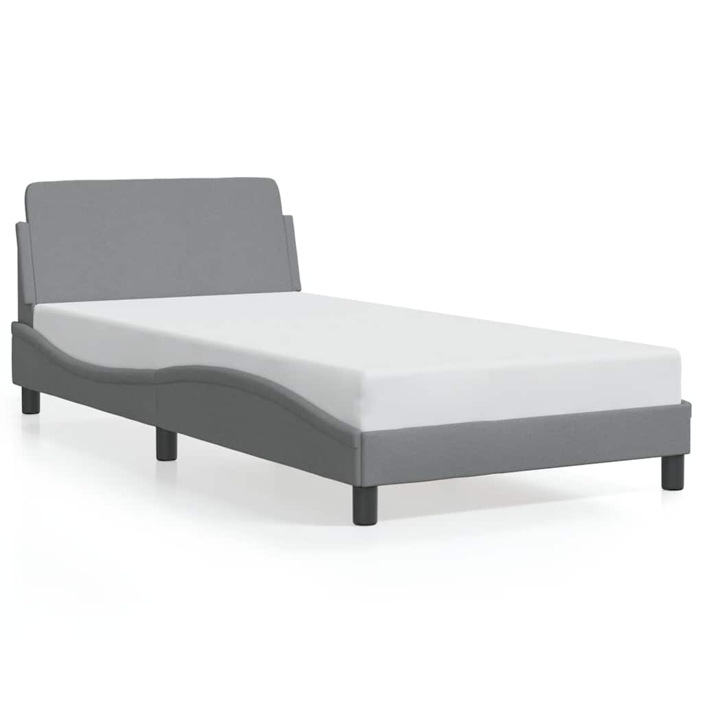 Bed Frame Light Grey 100% Polyester, Metal, Plywood, Engineered Wood