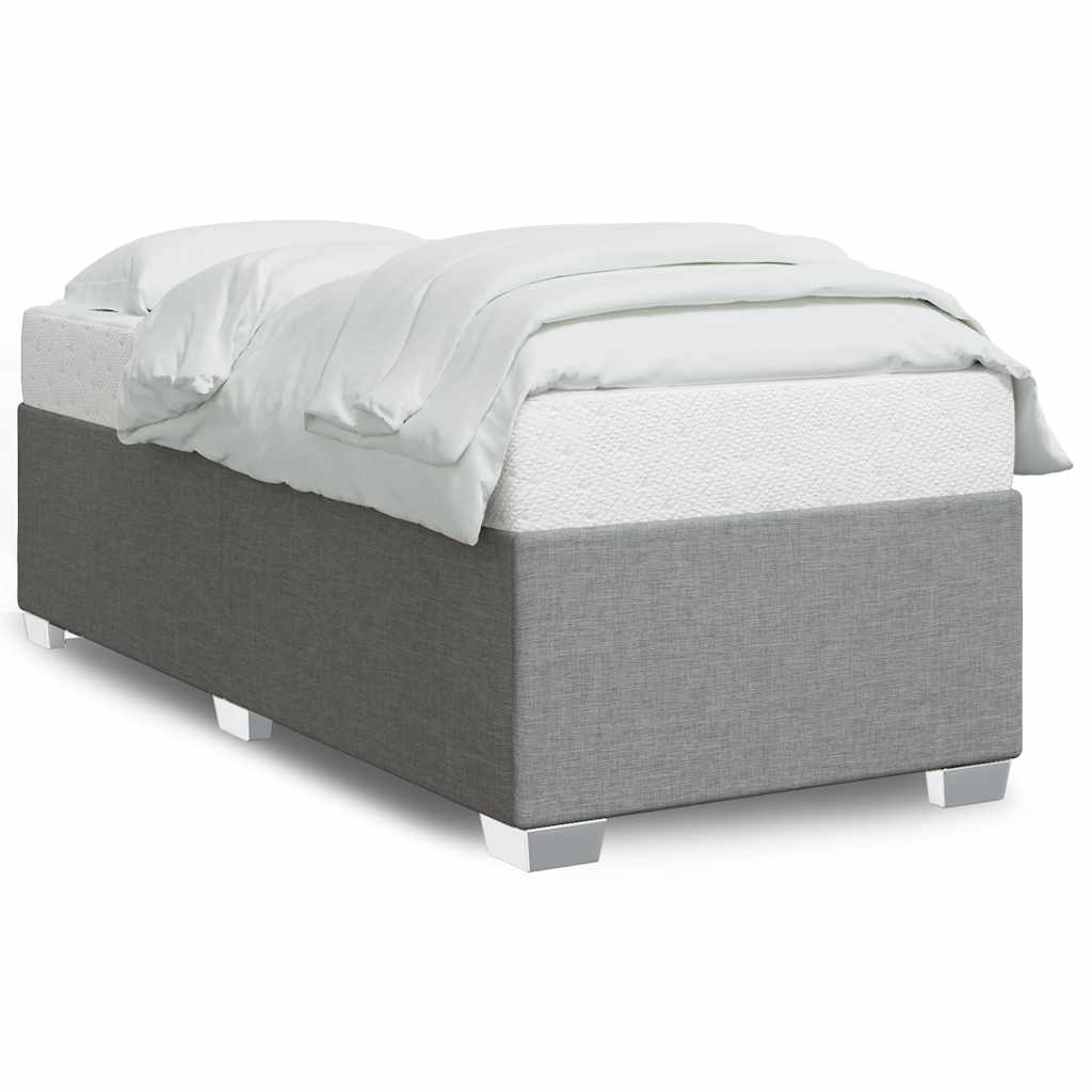 Bed Frame Light grey 100% polyester, plywood, engineered wood
