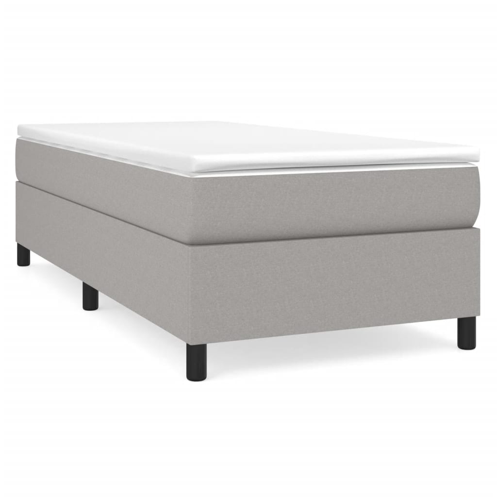 Bed Frame Light Grey Polyester, Plywood, Engineered Wood Twin XL