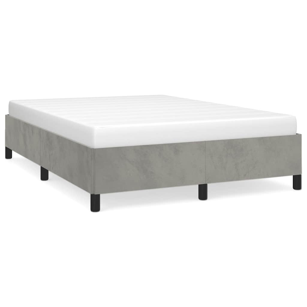 Bed Frame Light Grey Velvet (100% polyester), plywood Full