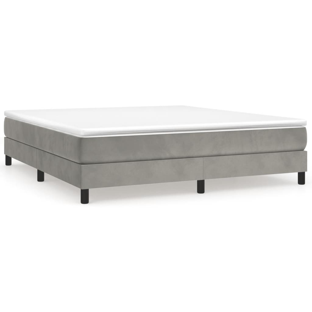 Bed Frame Light Grey Velvet, plywood, engineered wood King
