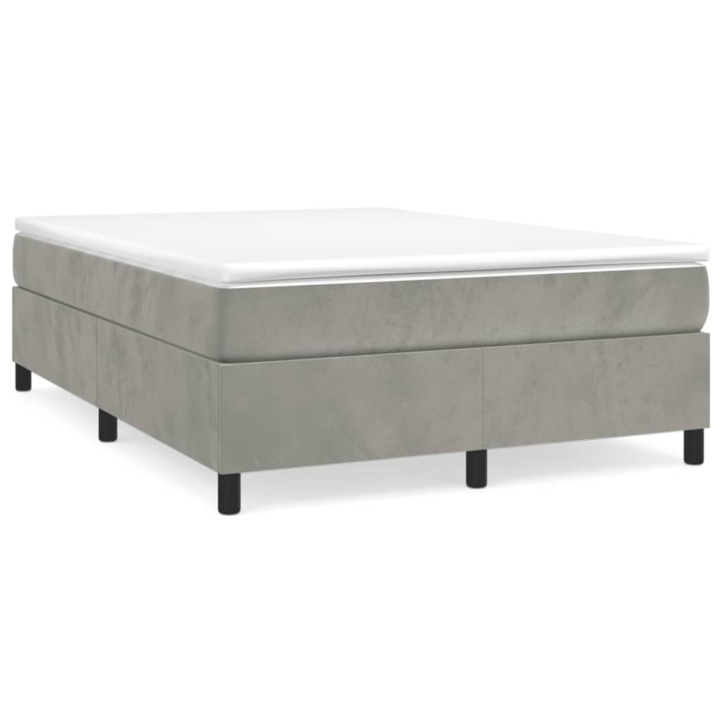 Bed Frame Light Grey Velvet, Plywood, Engineered wood Queen