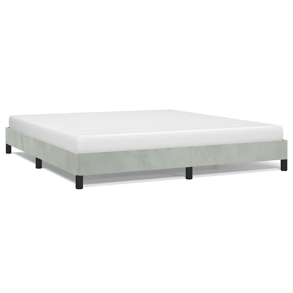 Bed Frame Light Grey Velvet, Plywood, Engineered Wood