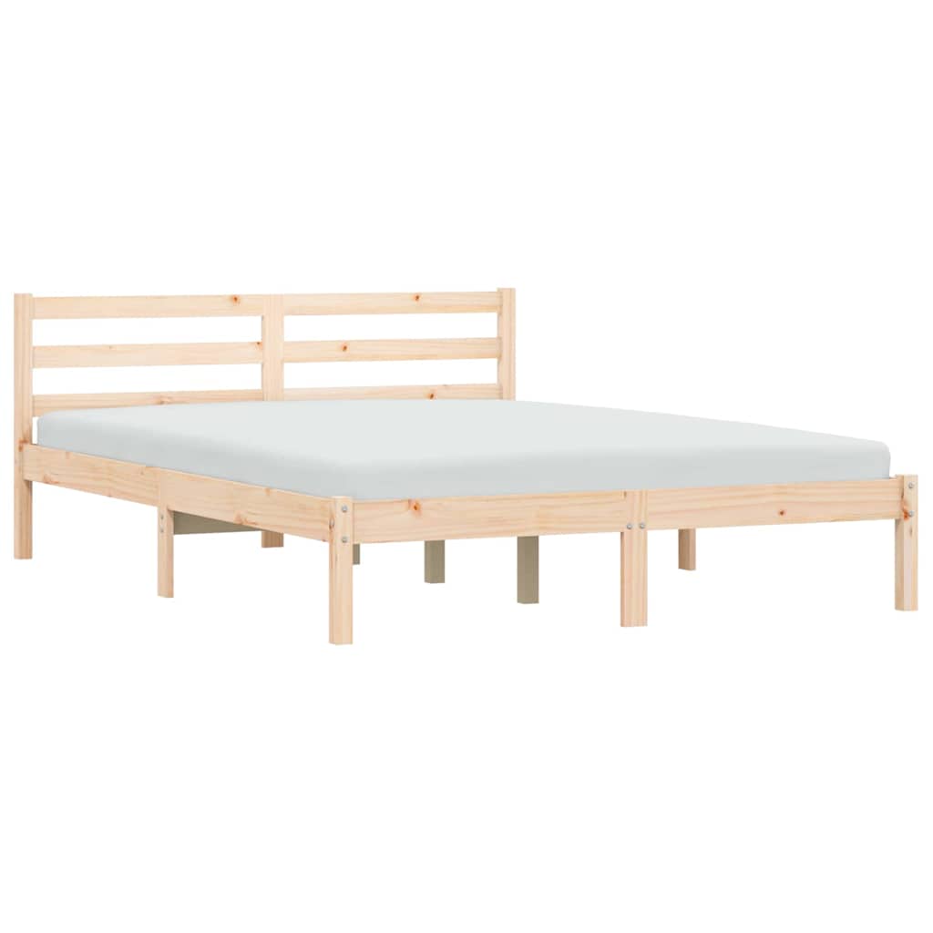 Bed Frame Natural 82.09 x 62.01 x 27.36 in Solid Pine Wood
