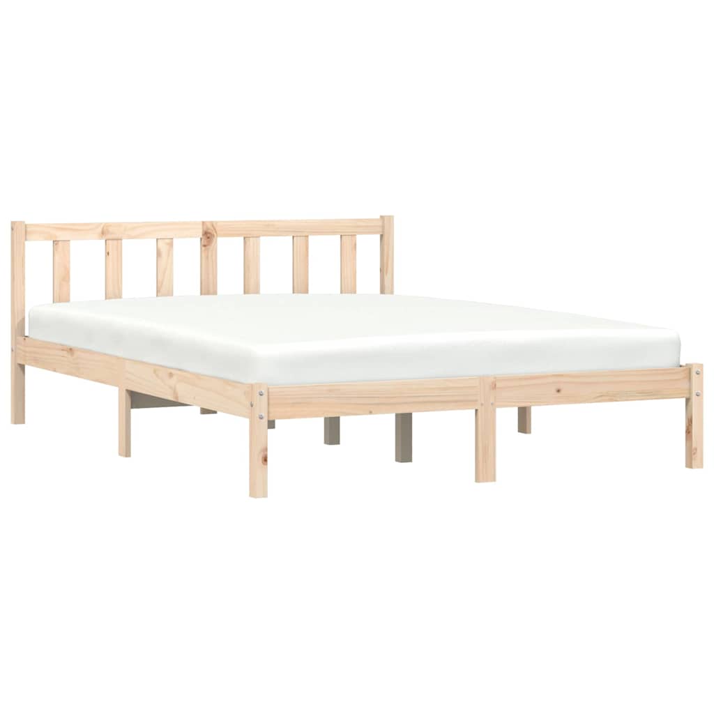 Bed Frame Natural 82.09 x 62.01 x 27.36 in Solid Pine Wood