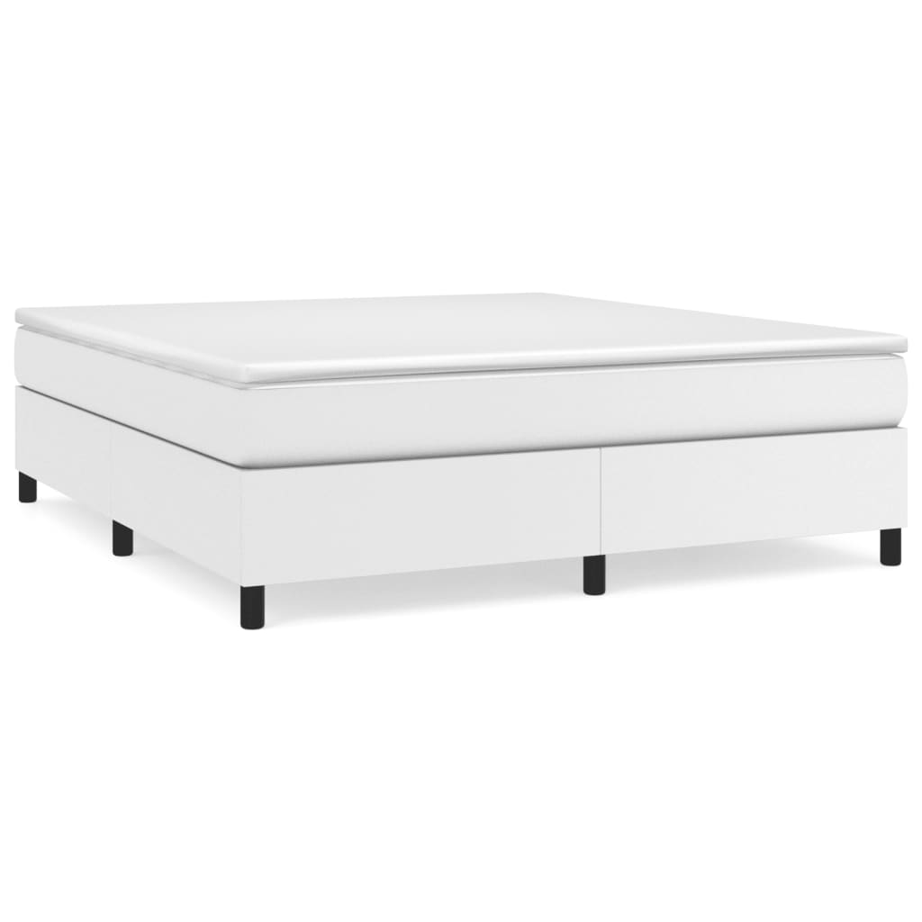 Bed Frame White Faux leather, plywood, engineered wood King