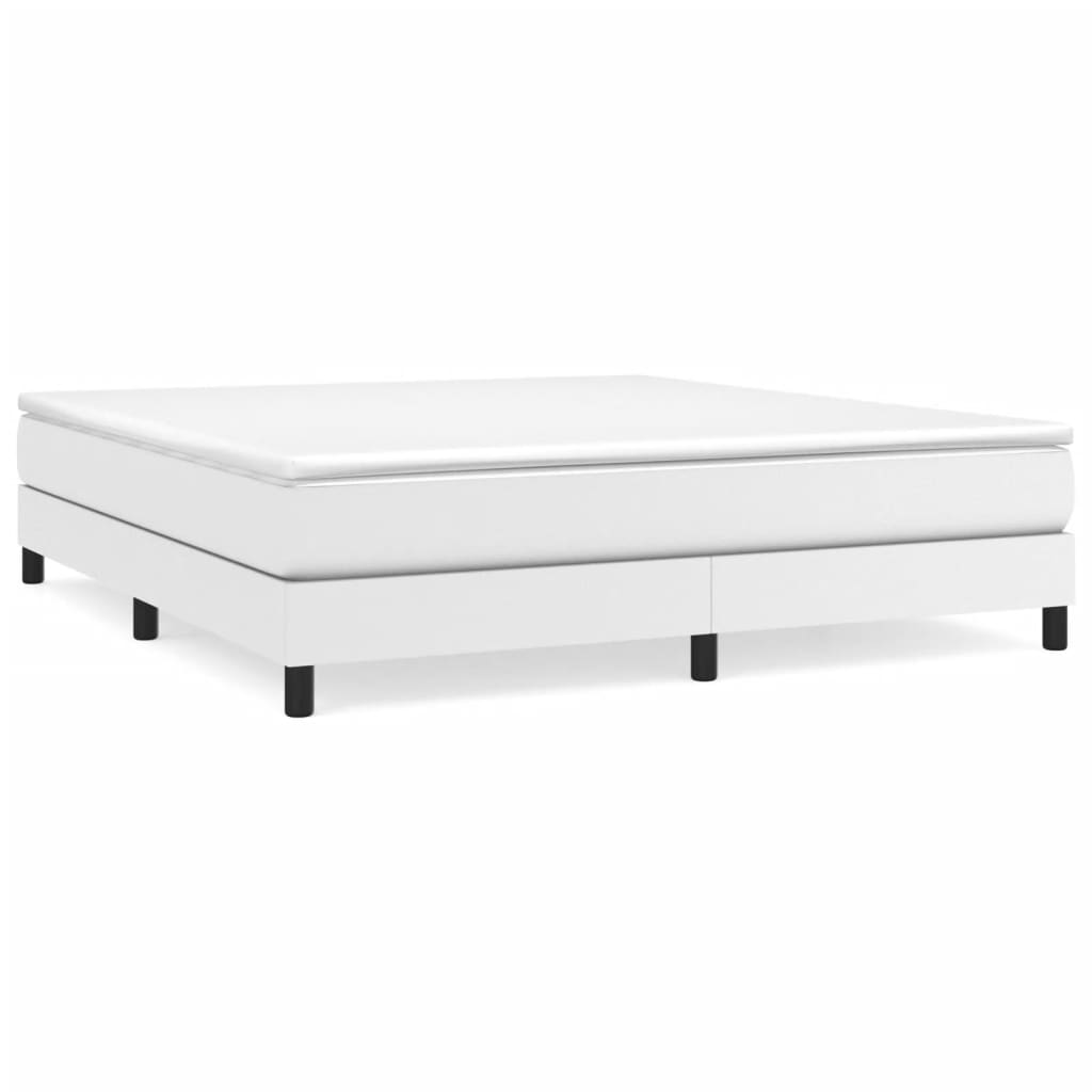 Bed Frame White Faux leather, Plywood, Engineered wood