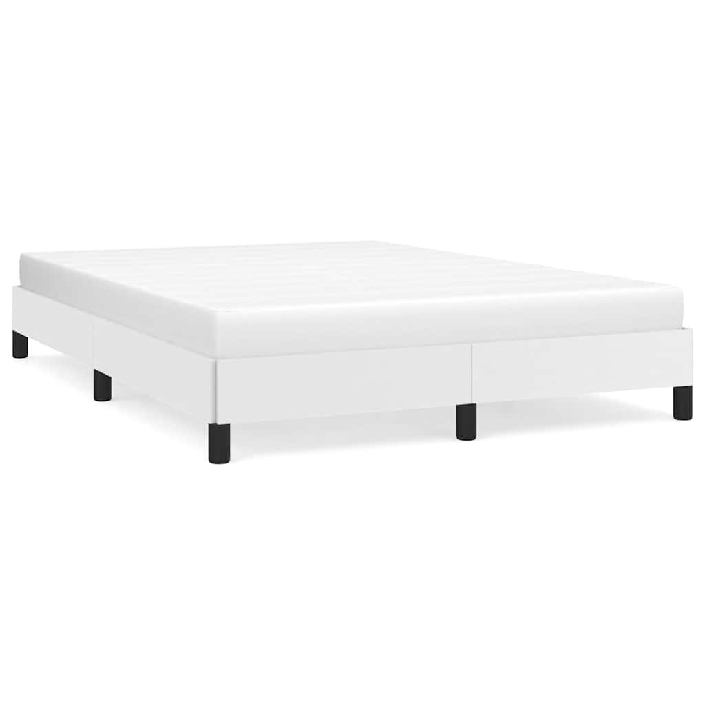 Bed Frame White Faux leather Queen Strong Bed Frame