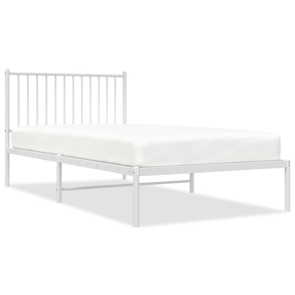 Bed Frame White Powder-Coated Steel 39.4 x 78.7 in Bed Frame