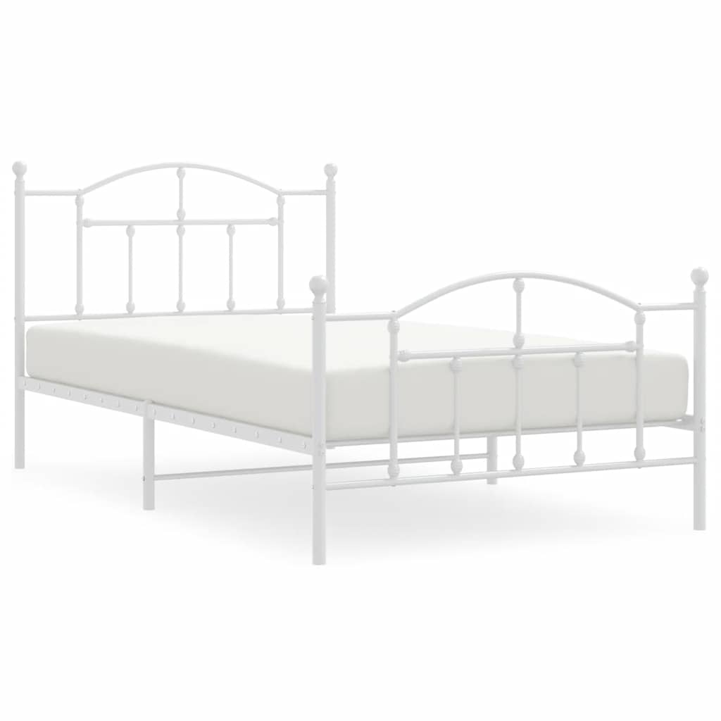 Bed Frame White Powder-coated steel 39.4 x 78.7 in Bed Frame