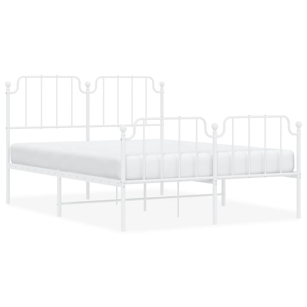 Bed Frame White Powder-Coated Steel 53.1 x 74.8 in Bed Frame