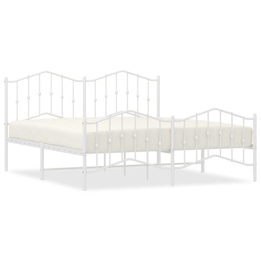 Bed Frame White Powder-Coated Steel 72 x 84 in Bed Frame