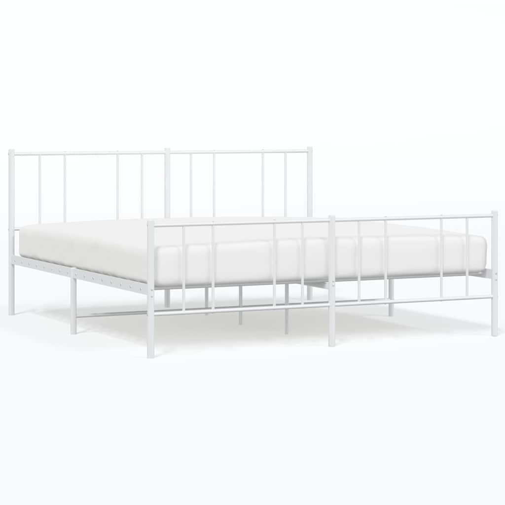Bed Frame White Powder-Coated Steel 72x84 in Bed Frame