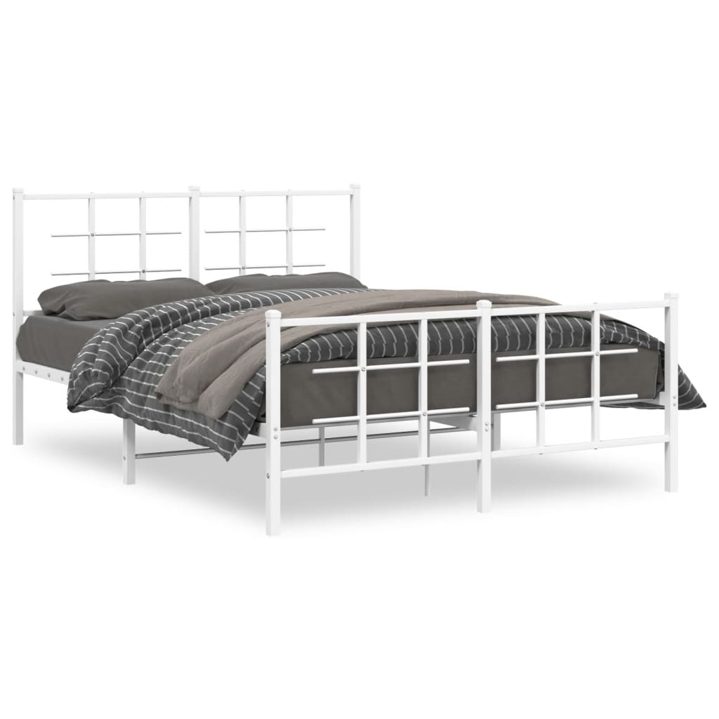 Bed Frame White Powder-coated steel Double Bed Frame