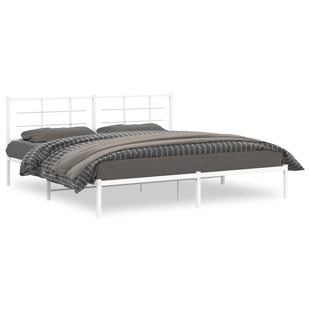 Bed Frame White Powder-coated steel Double Bed Frame
